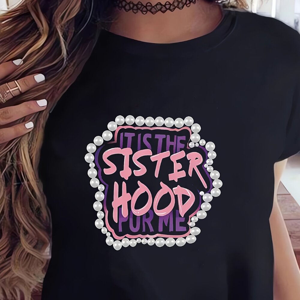 Casual Shirt Pearls Letters Printed Cotton T-Shirt